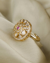 COKO's Kundan Polki Adjustable Ring- Roshni