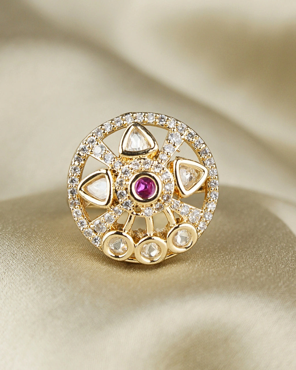 COKO's Kundan Polki Adjustable Ring- Roshni