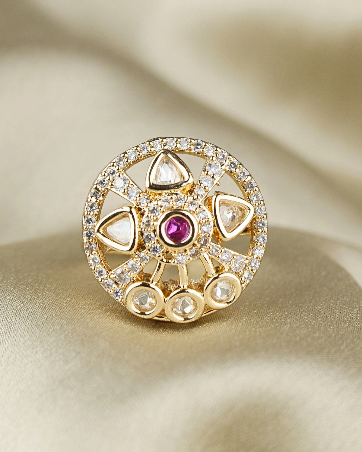 COKO's Kundan Polki Adjustable Ring- Roshni