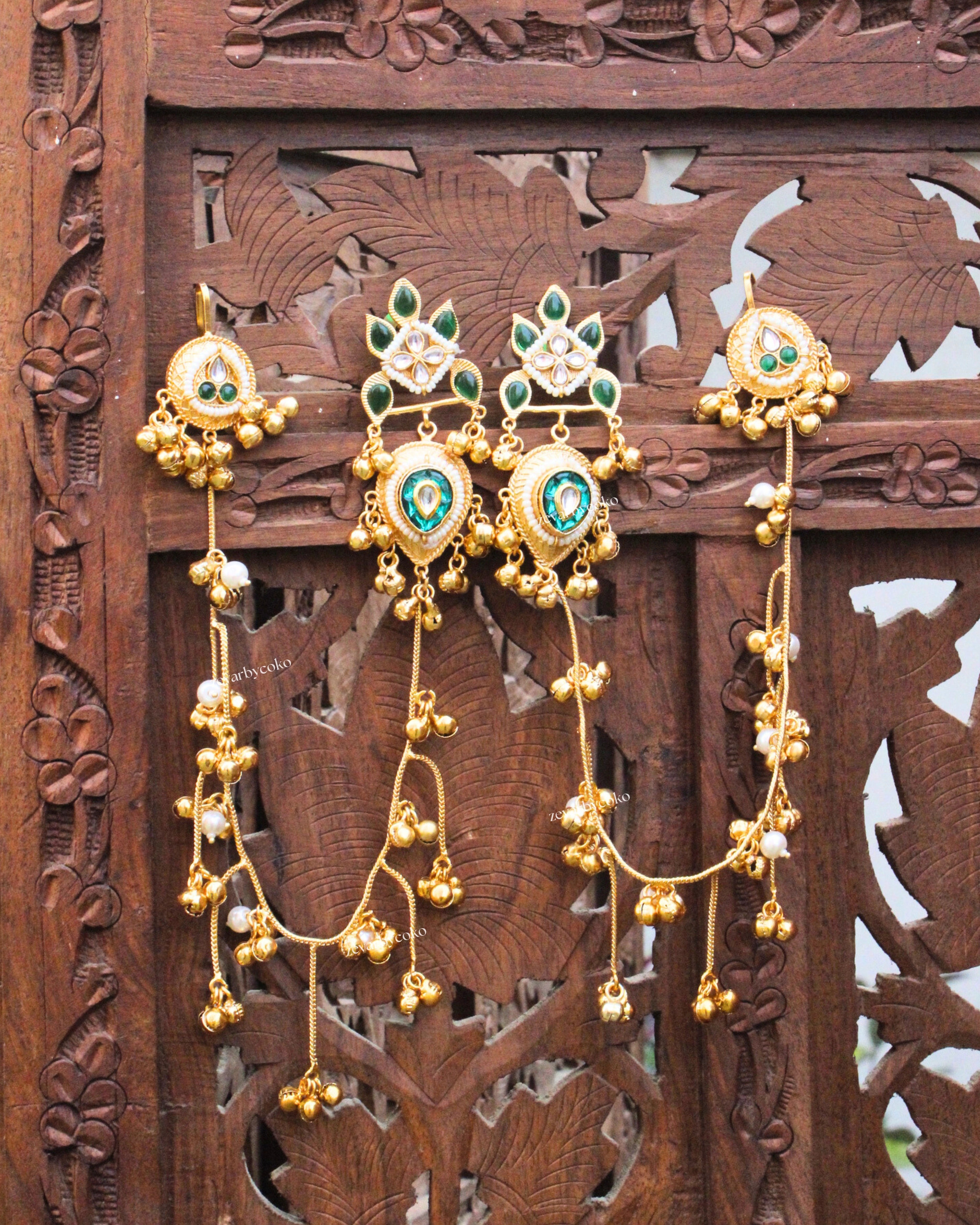 Bhavana Kashmiri  Kaanchain Jhumka Earrings