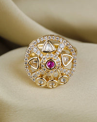 COKO's Kundan Polki Adjustable Ring- Roshni