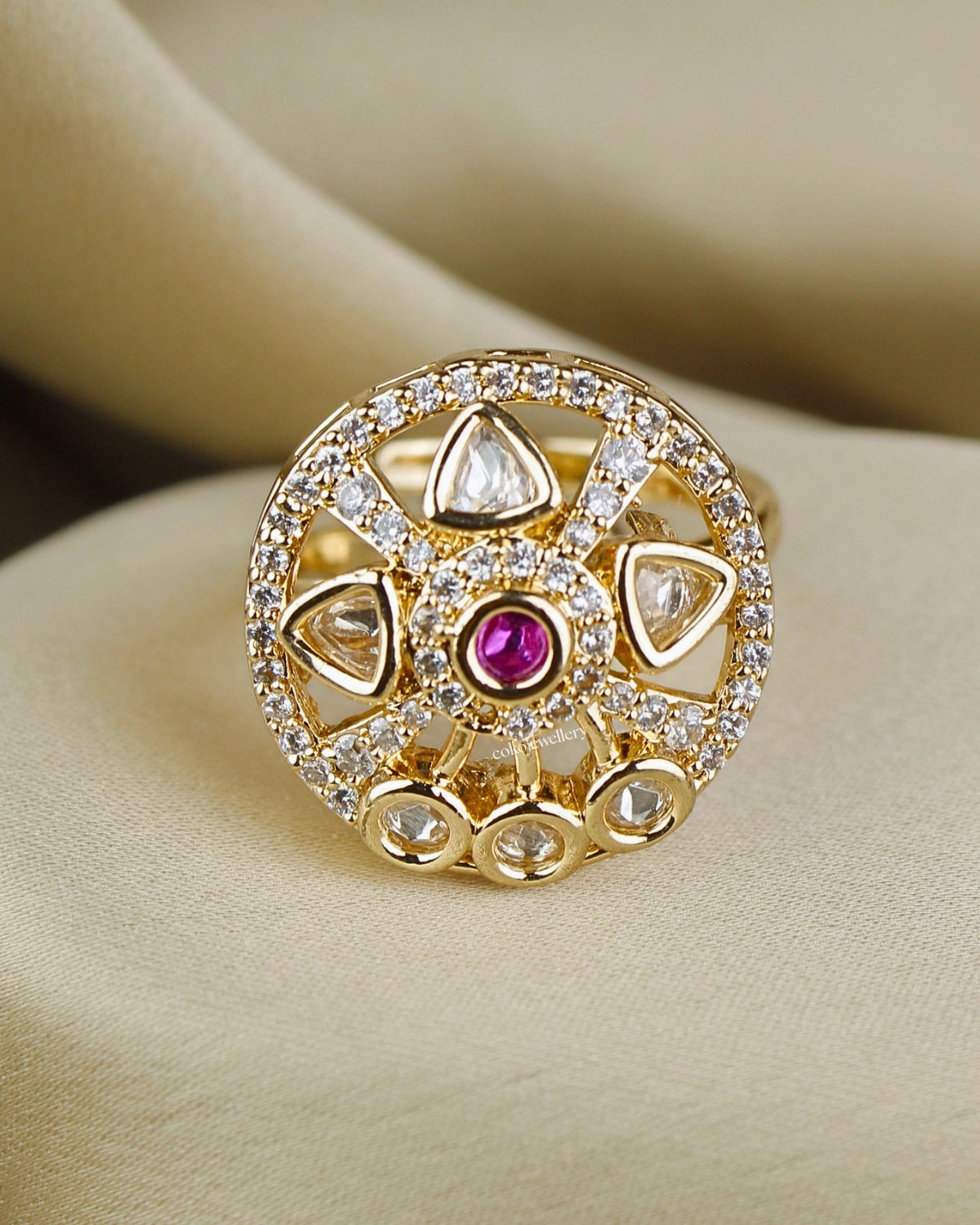 COKO's Kundan Polki Adjustable Ring- Roshni