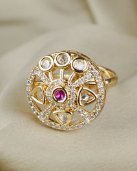COKO's Kundan Polki Adjustable Ring- Roshni
