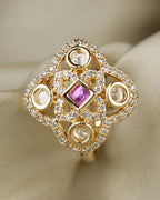 COKO's Kundan Polki Adjustable Ring- Ratan