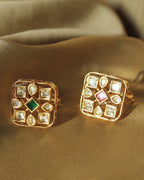COKO's Kundan Polki Adjustable Ring- Rubina