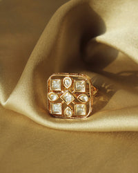 COKO's Kundan Polki Adjustable Ring- Rubina