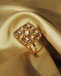 COKO's Kundan Polki Adjustable Ring- Rubina