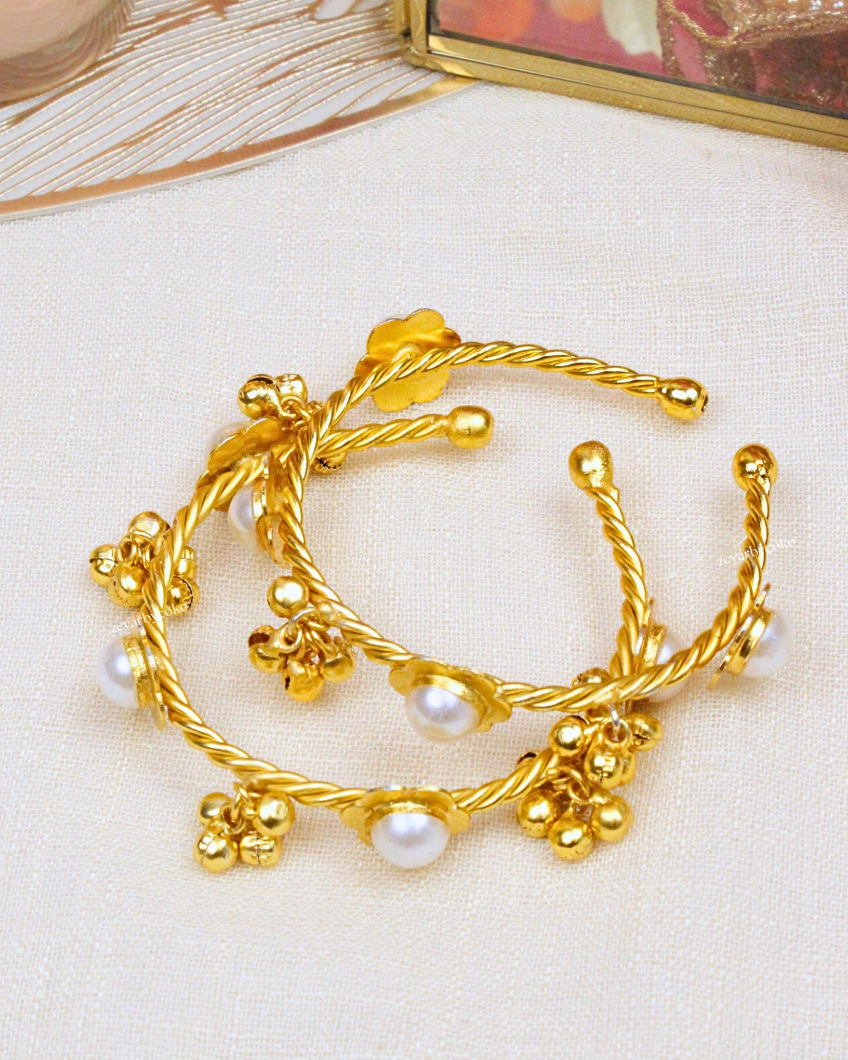 COKO's Kashmiri Ghungroo Bangles Lotus Pearls