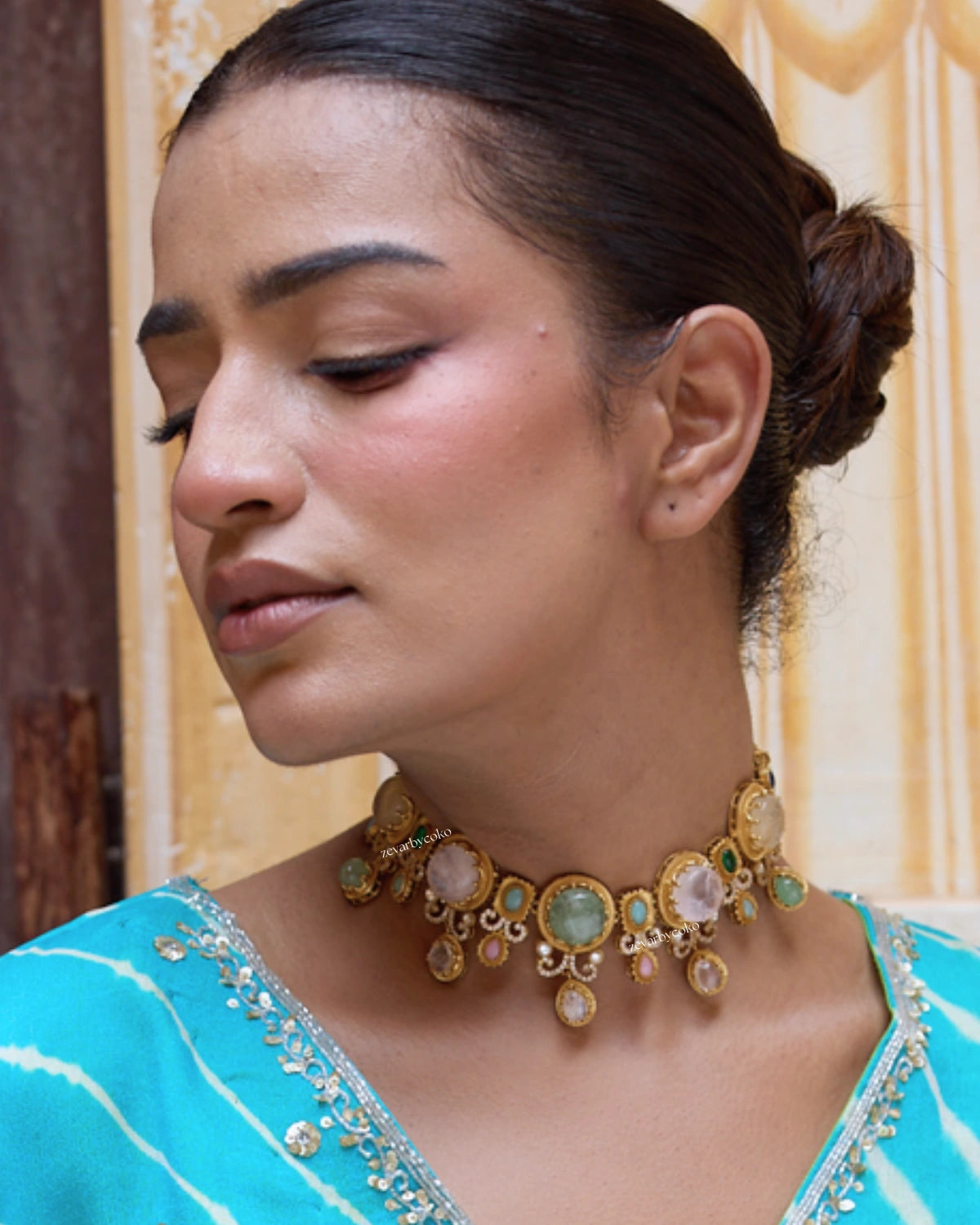 COKO's Sabya Inspired Navratna Necklace Set - Nisha
