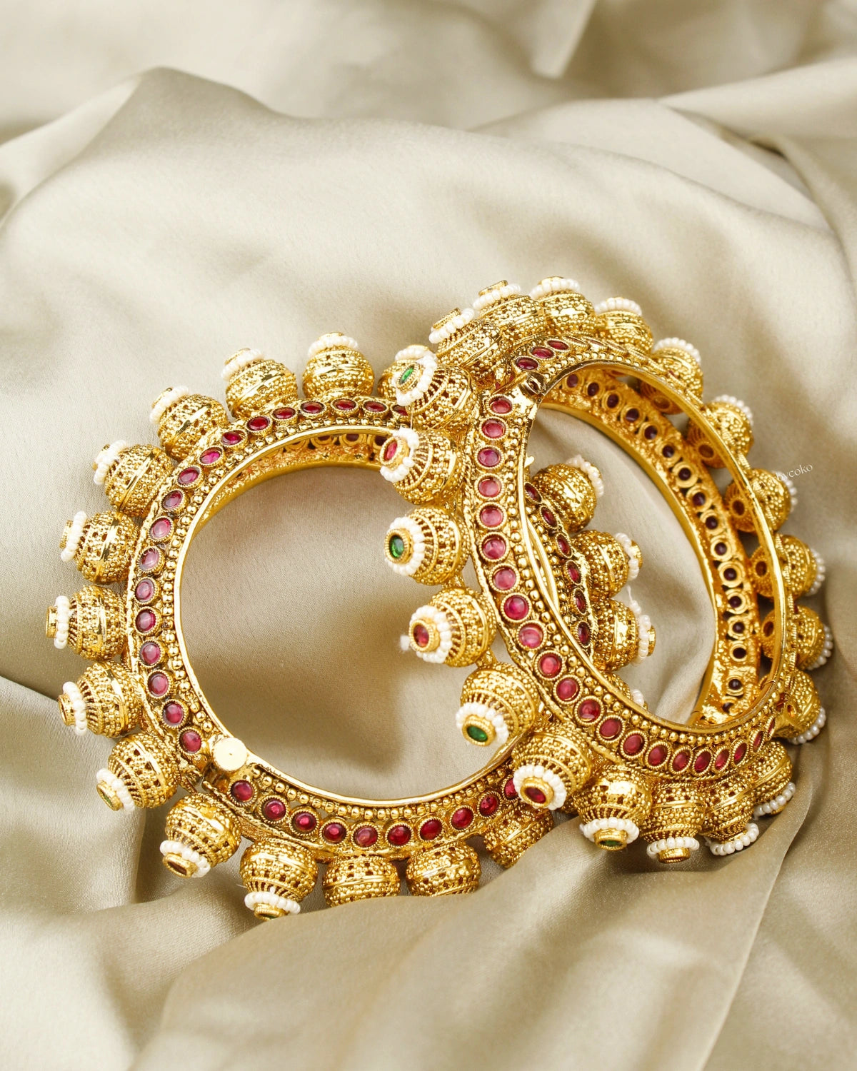 COKO's  Shringar Pearl Brass Bangles Set of 2- Meira
