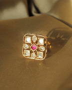 COKO's Kundan Polki Adjustable Ring- Rubina
