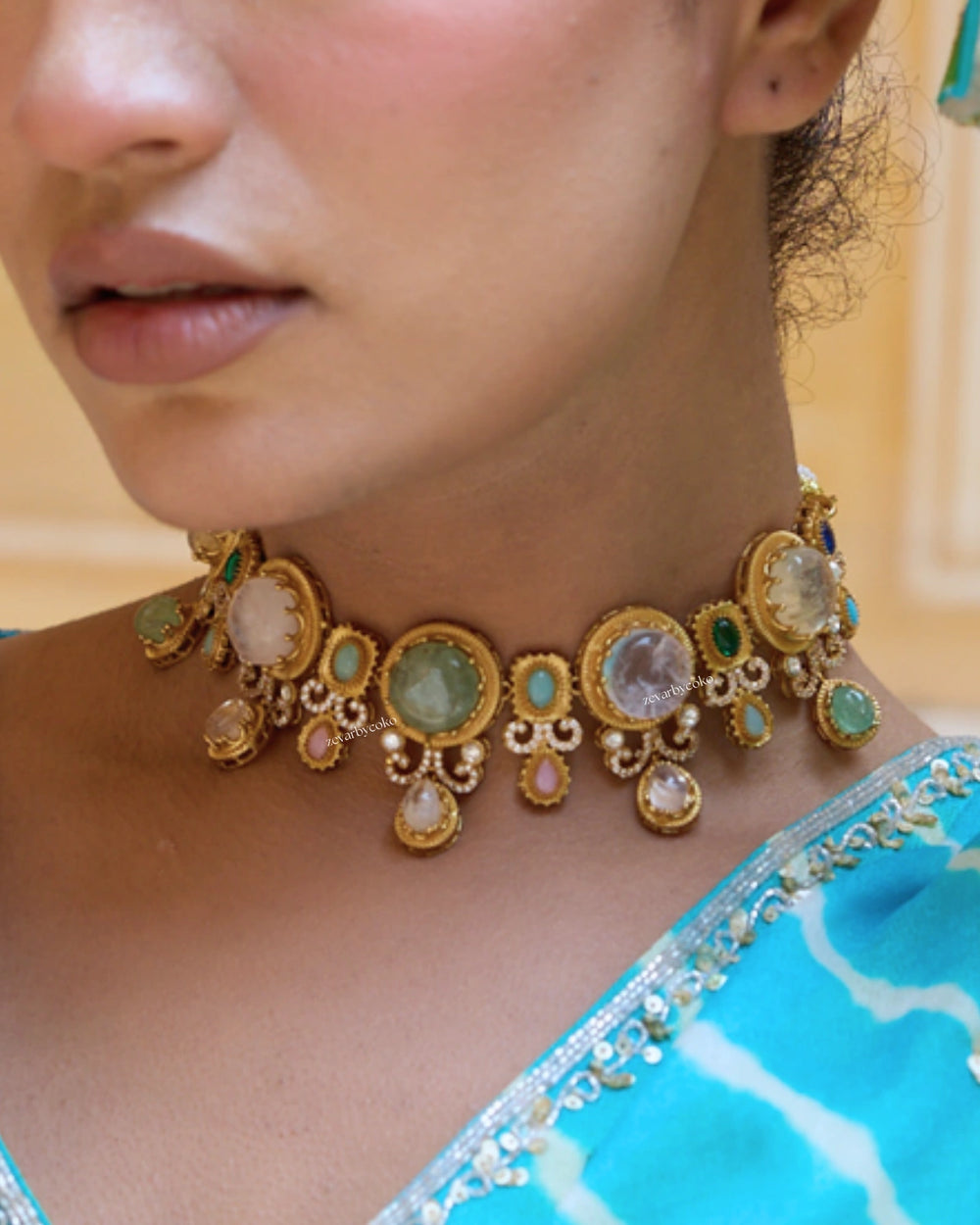 COKO's Sabya Inspired Navratna Necklace Set - Nisha