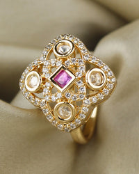 COKO's Kundan Polki Adjustable Ring- Ratan