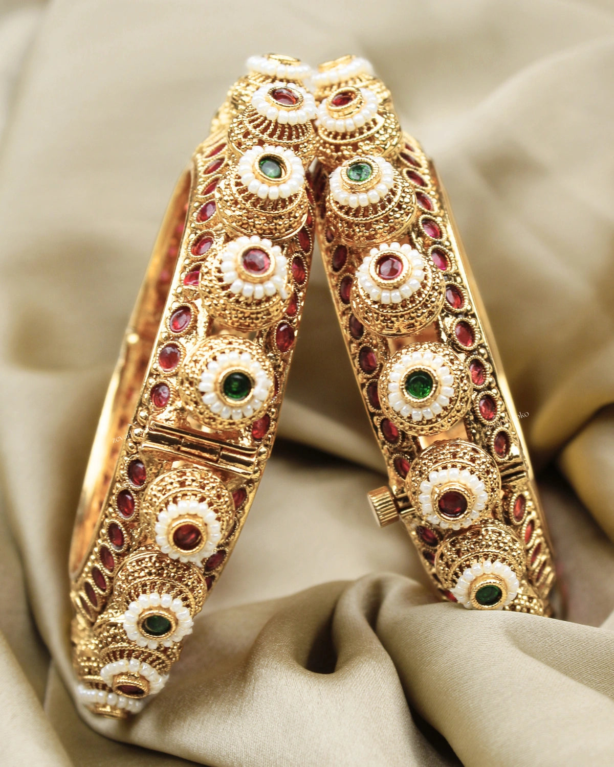 COKO's  Shringar Pearl Brass Bangles Set of 2- Meira