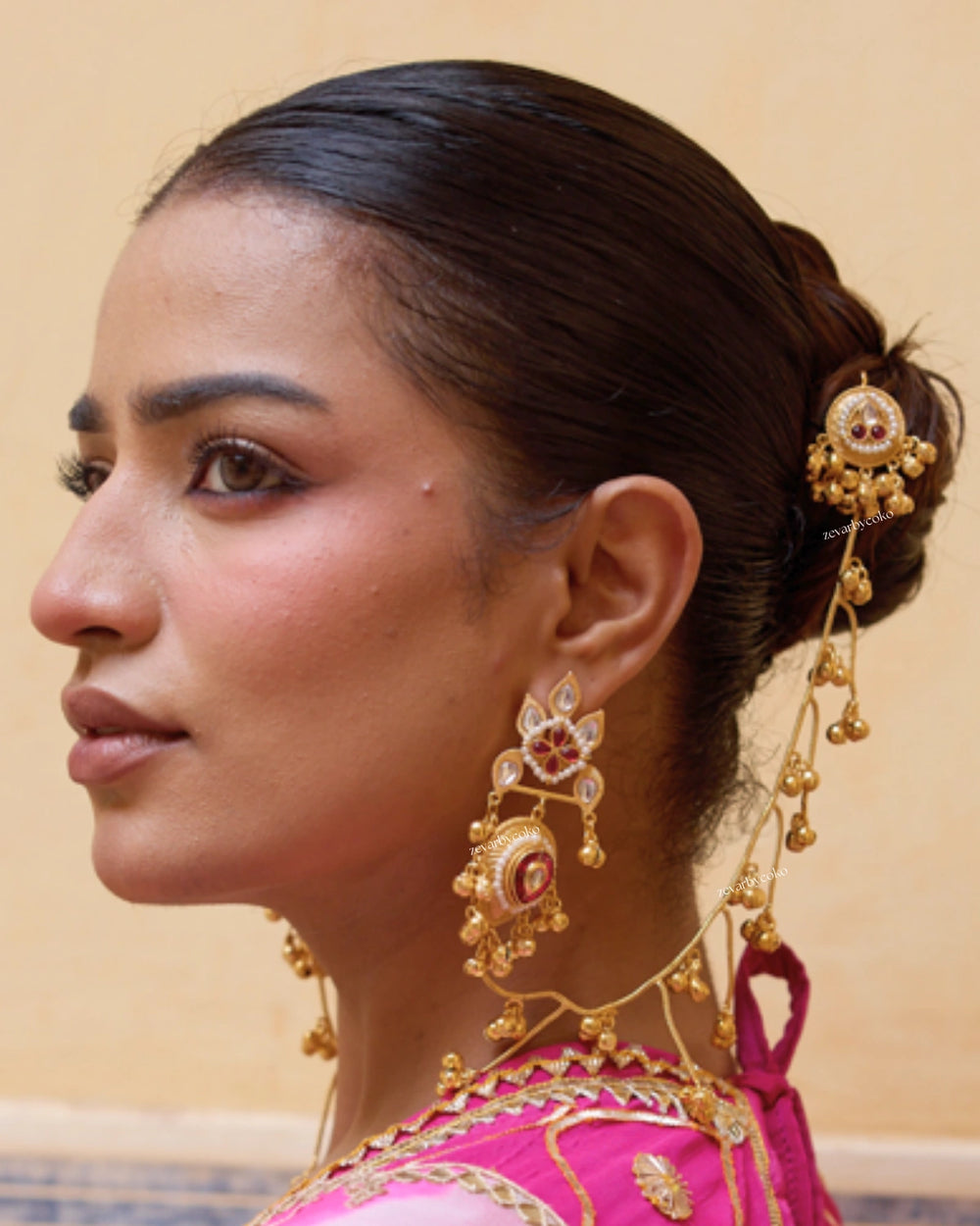 Bhavana Kashmiri  Kaanchain Jhumka Earrings