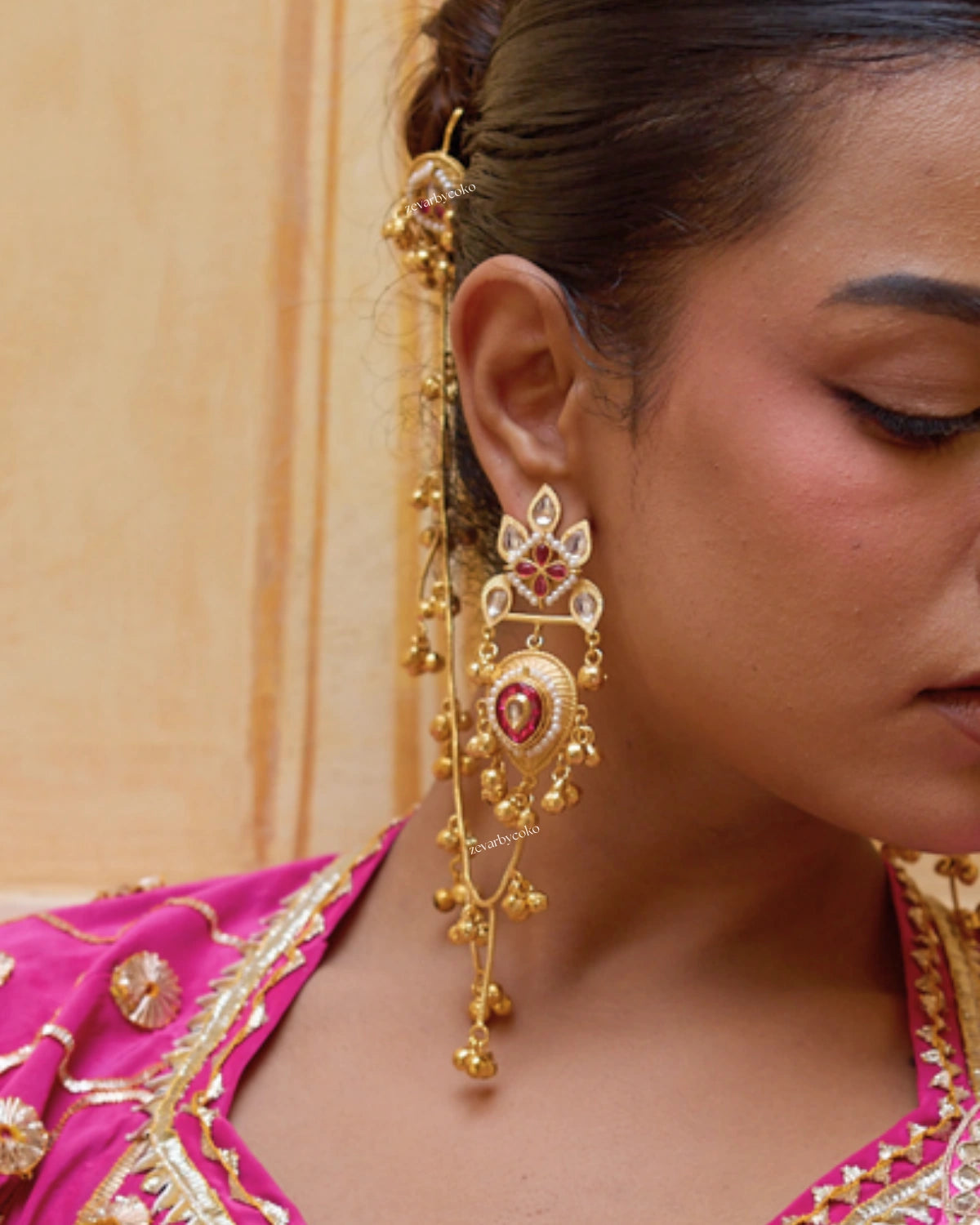 Bhavana Kashmiri  Kaanchain Jhumka Earrings