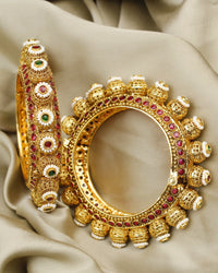 COKO's  Shringar Pearl Brass Bangles Set of 2- Meira