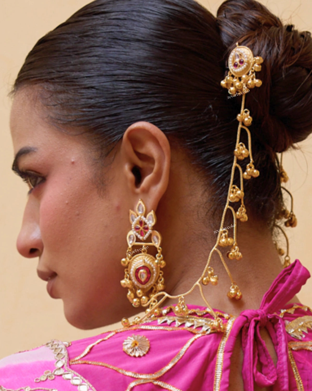 Bhavana Kashmiri  Kaanchain Jhumka Earrings