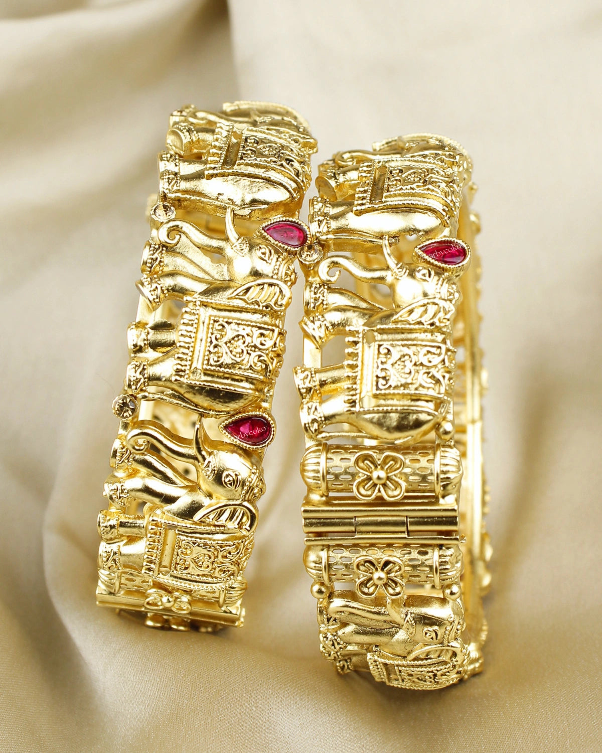 COKO's Heritage Openable Bangles Set of 2- Myna