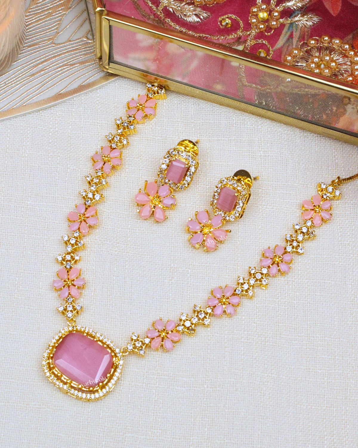 COKO's American Diamond Zircon Necklace set - Varalika