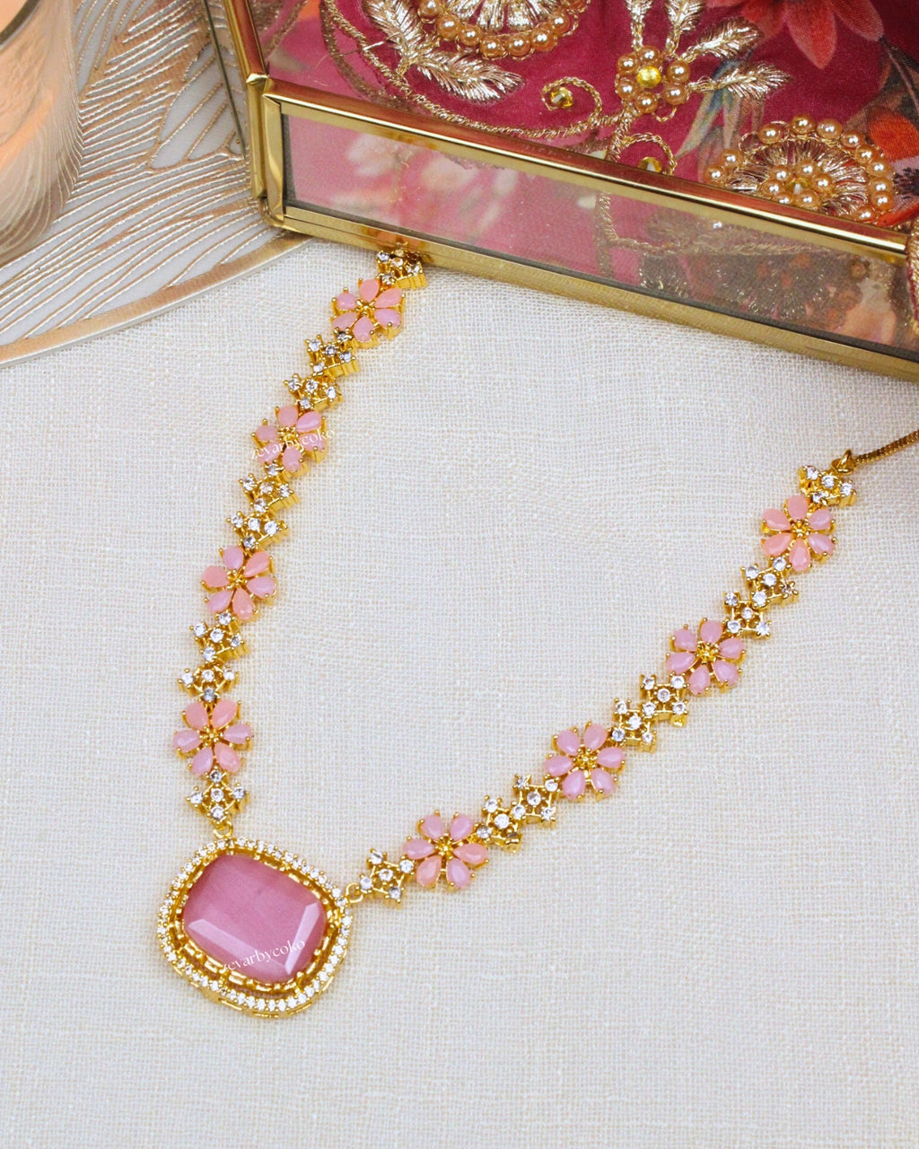 COKO's American Diamond Zircon Necklace set - Varalika
