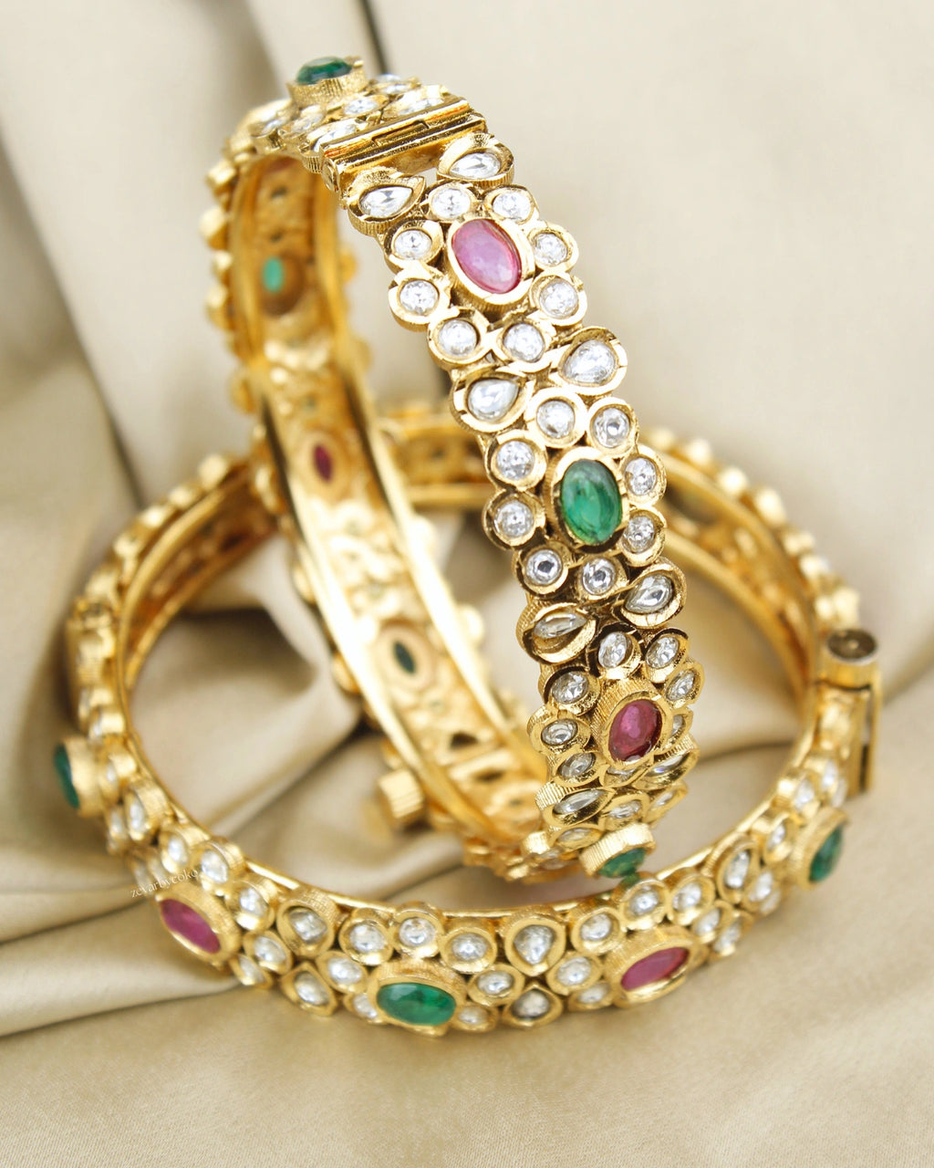 COKO's Kundan Navratna Openable Bangles Set of 2- Maysa