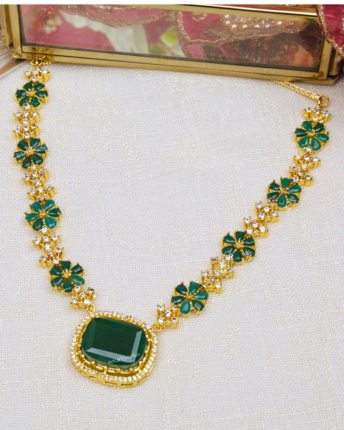 COKO's American Diamond Zircon Necklace set - Varalika
