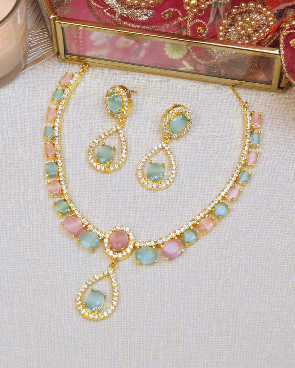COKO's American Diamond Zircon Necklace set - Vanita