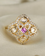 COKO's Kundan Polki Adjustable Ring- Ratan