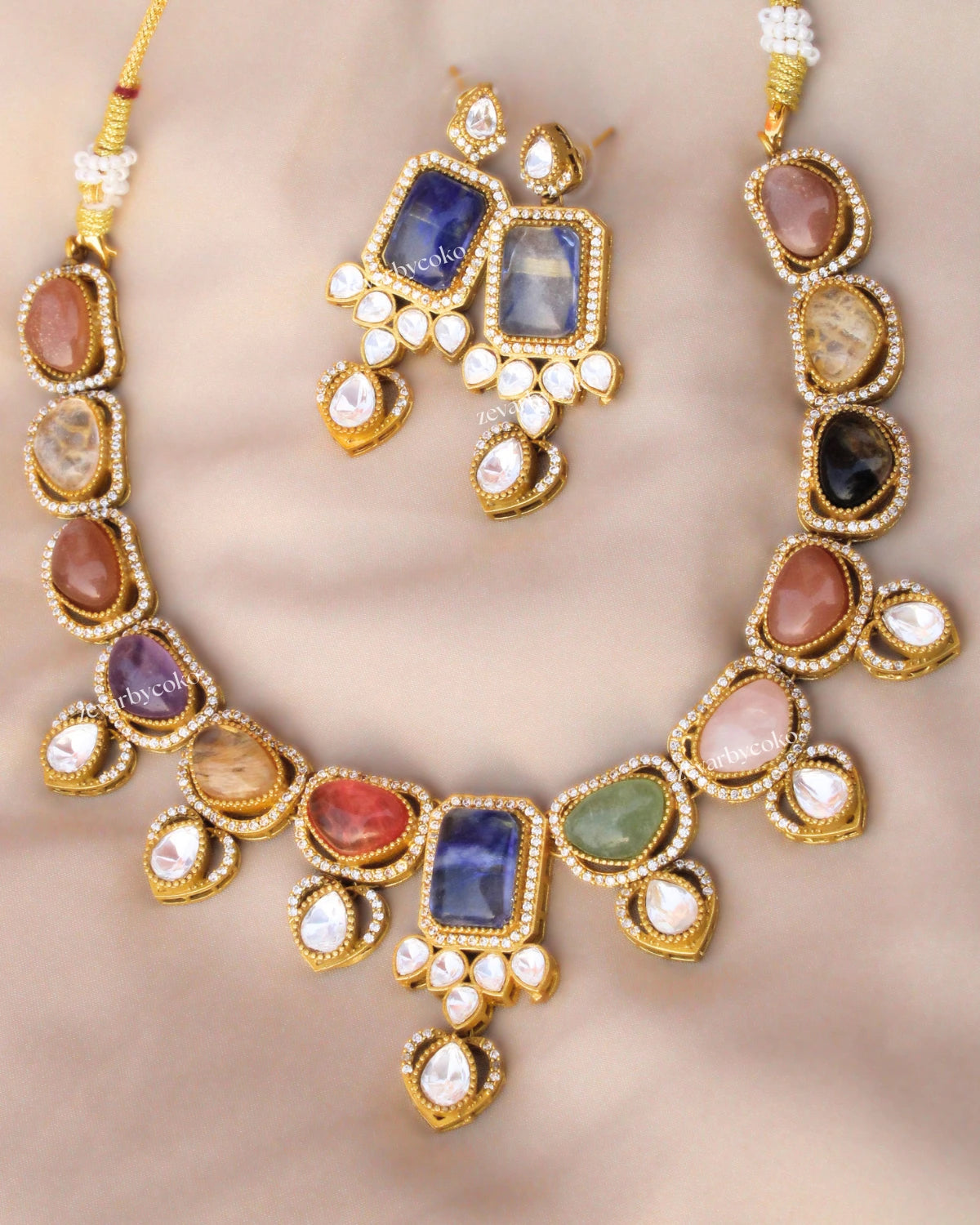 COKO's Sabya Inspired Navratna Necklace Set - Navya