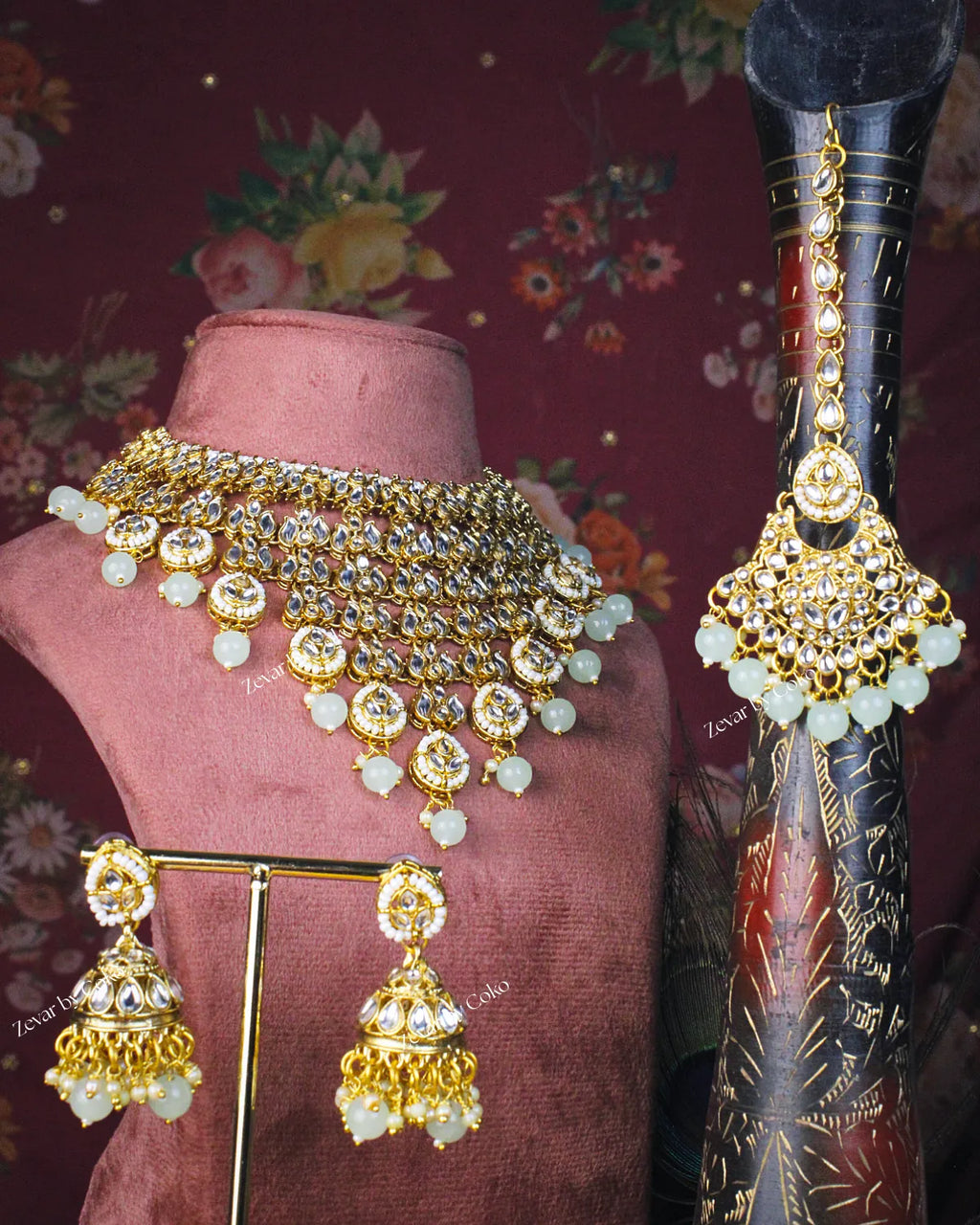 COKO's Kundan Studded Beaded Bridal Jewellery Set- Svara