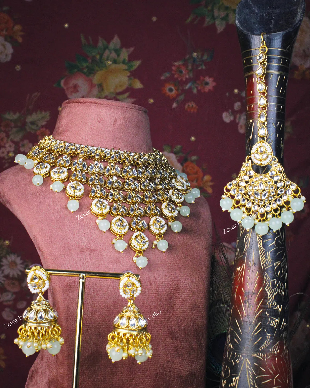 COKO's Kundan Studded Beaded Bridal Jewellery Set- Svara