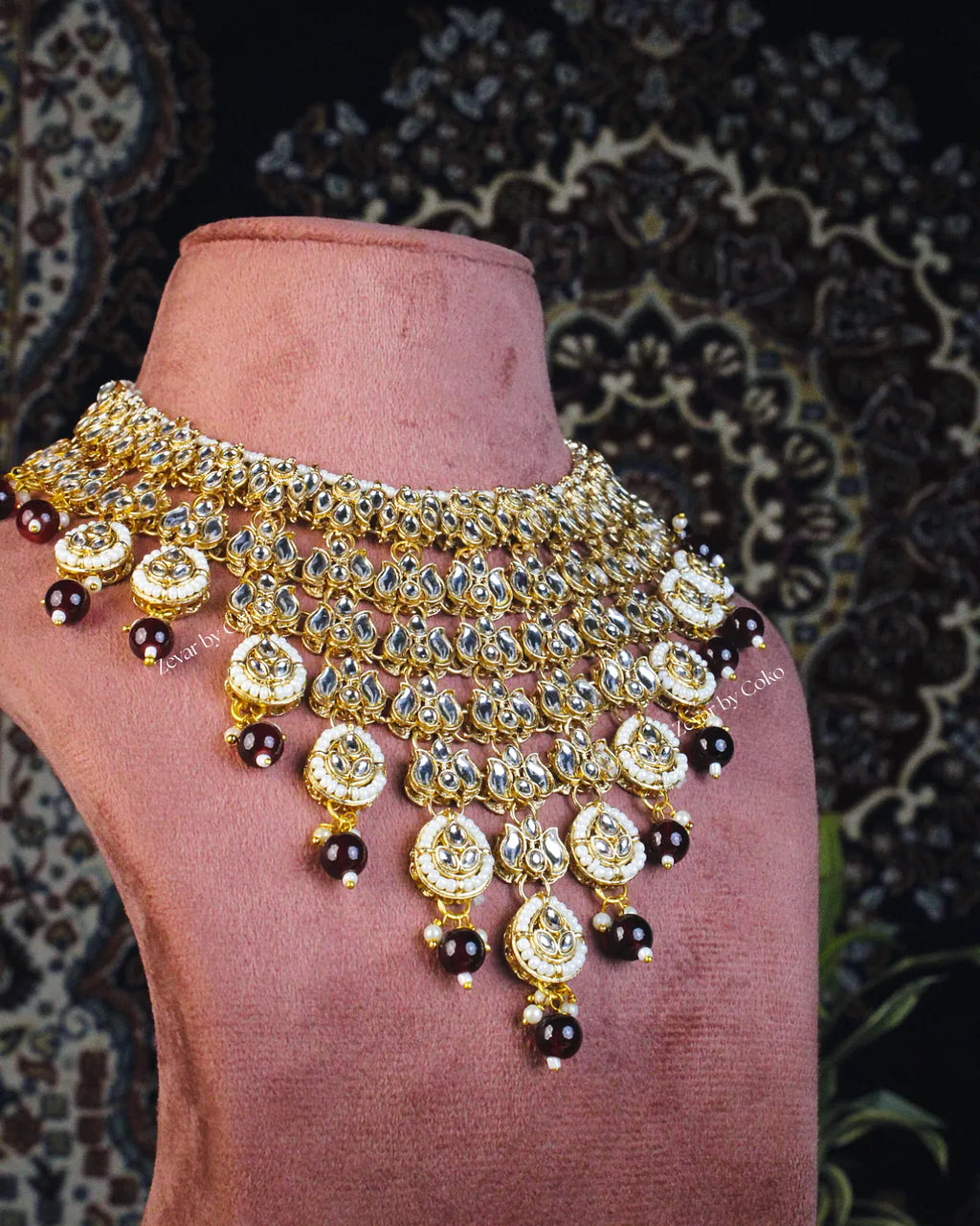 COKO's Kundan Studded Beaded Bridal Jewellery Set- Svara