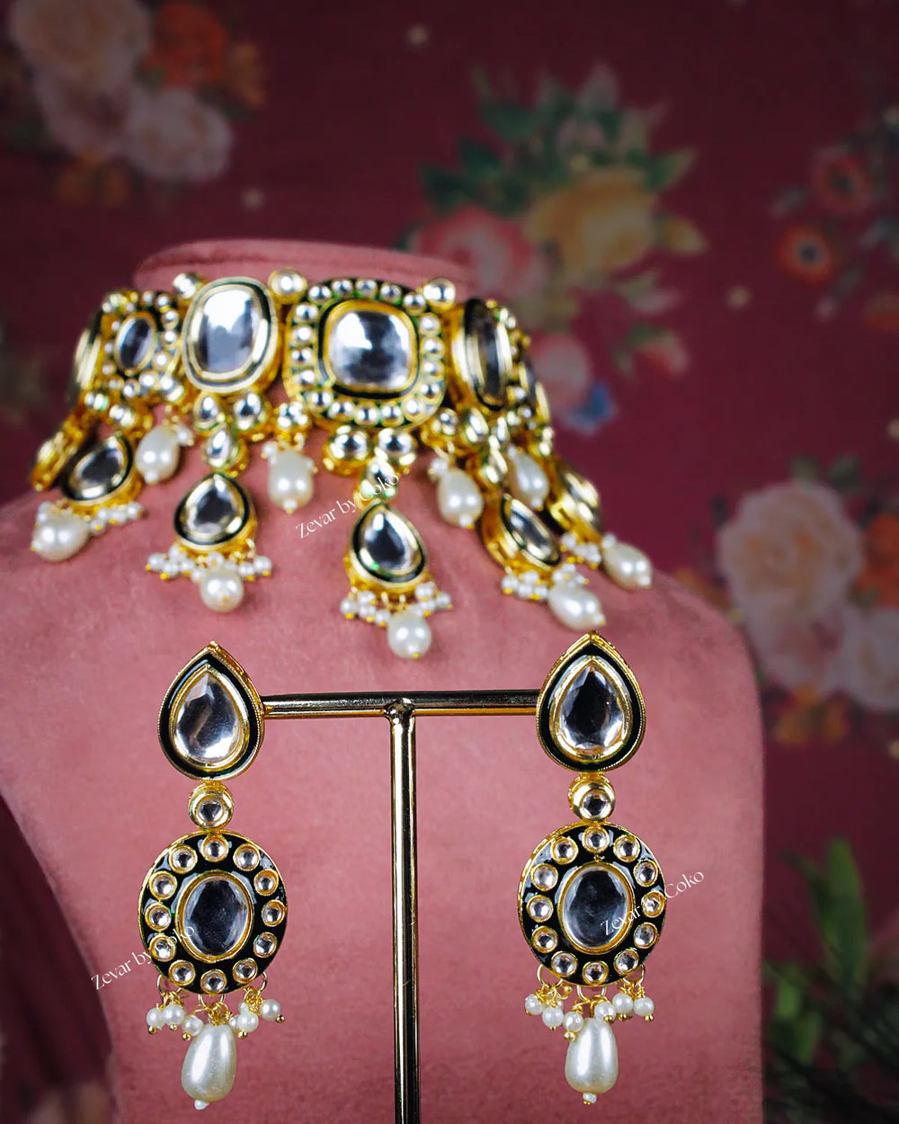 COKO's Imperial Meenakari Kundan & Pearl Necklace Set- Suhani