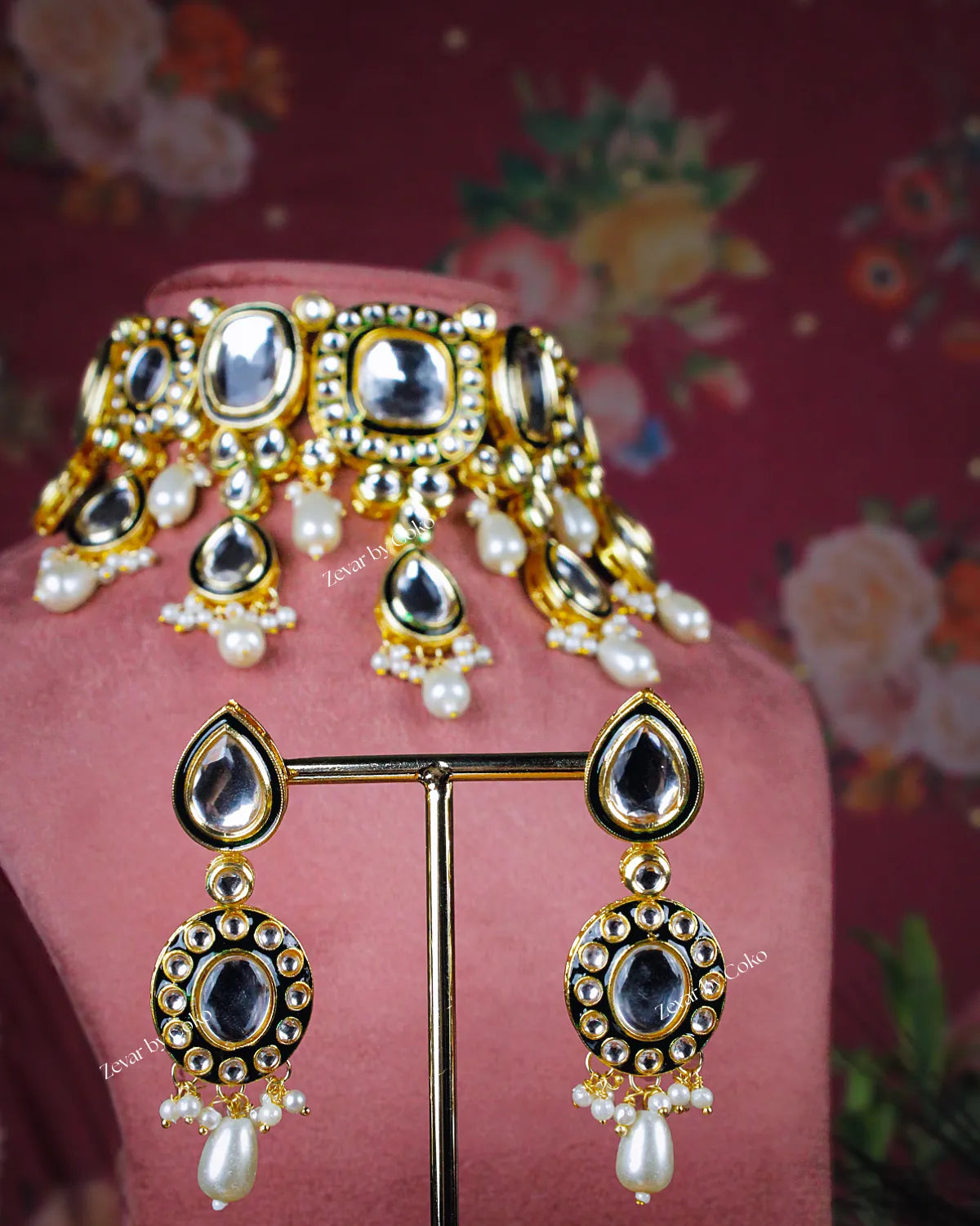 COKO's Imperial Meenakari Kundan & Pearl Necklace Set- Suhani