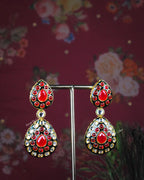 COKO's Royal Ruby Meenakari Teardrop Necklace  Set - Sitara