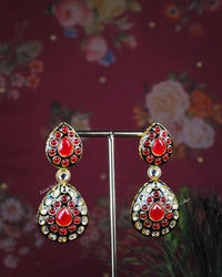 COKO's Royal Ruby Meenakari Teardrop Necklace  Set - Sitara