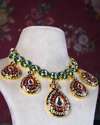 COKO’S Royal Meenakari Teardrop Kundan Necklace Set- Sira