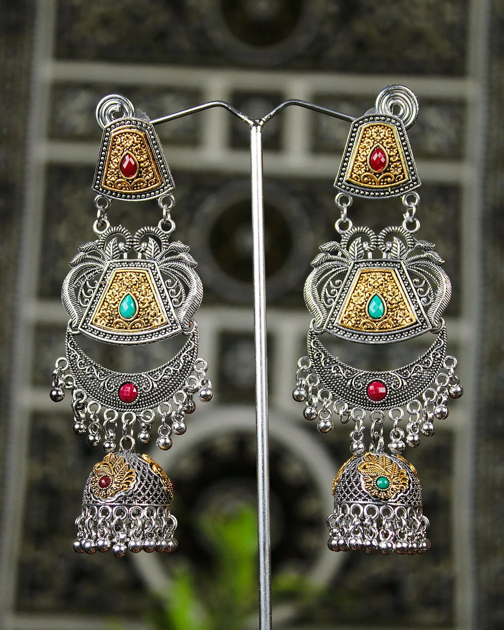 COKO's Chaandbali Jhumka Earrings- Gajra