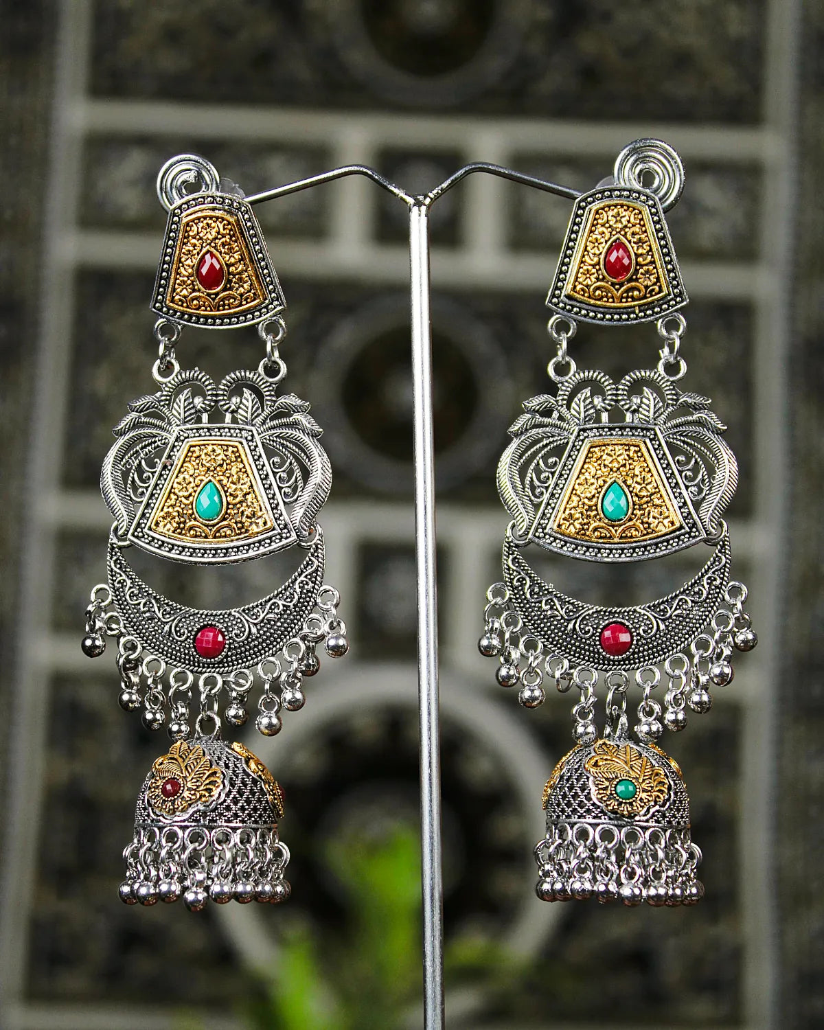 COKO's Chaandbali Jhumka Earrings- Gajra