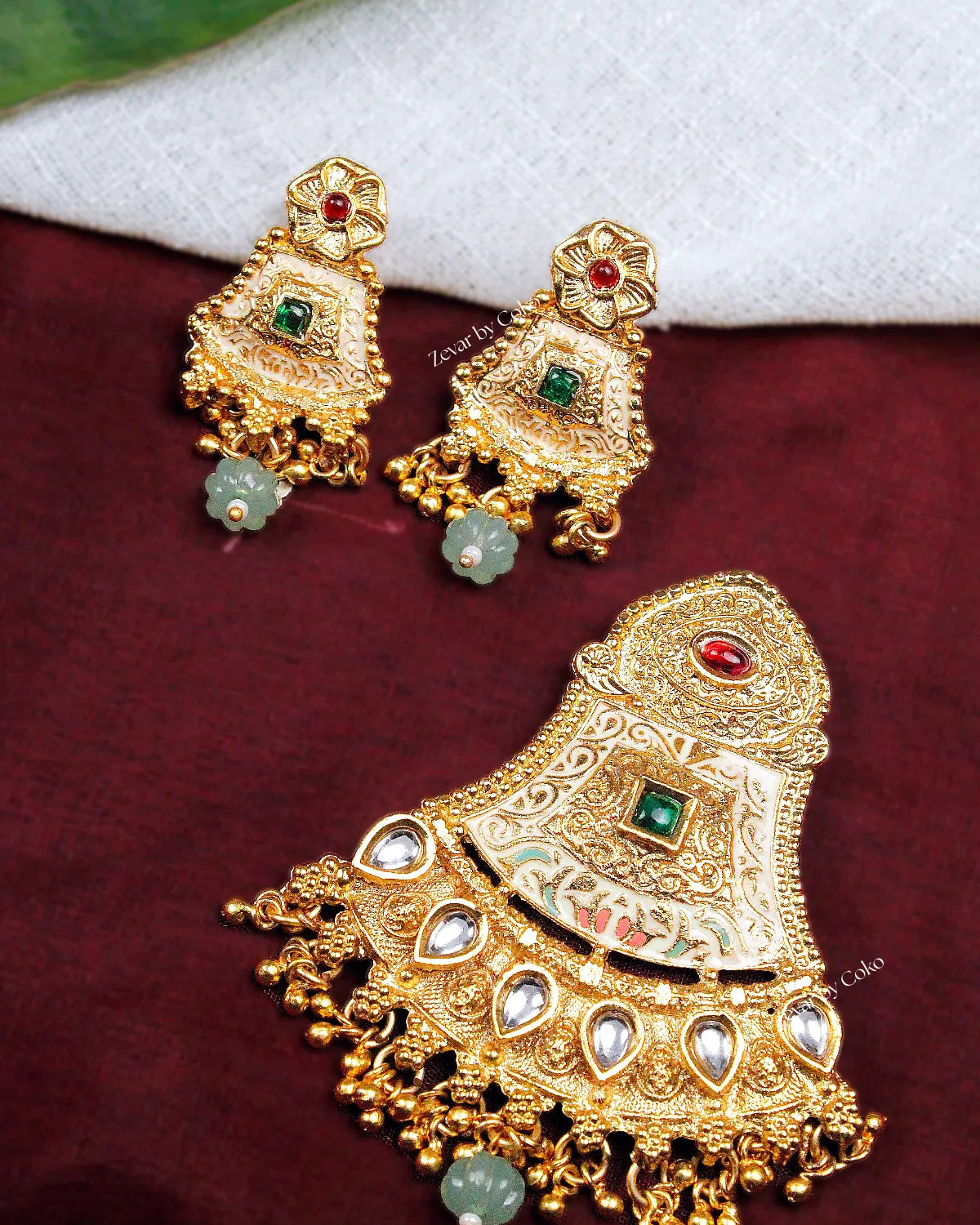 COKO's Heritage Rajwadi Pendant Set - Swarnima