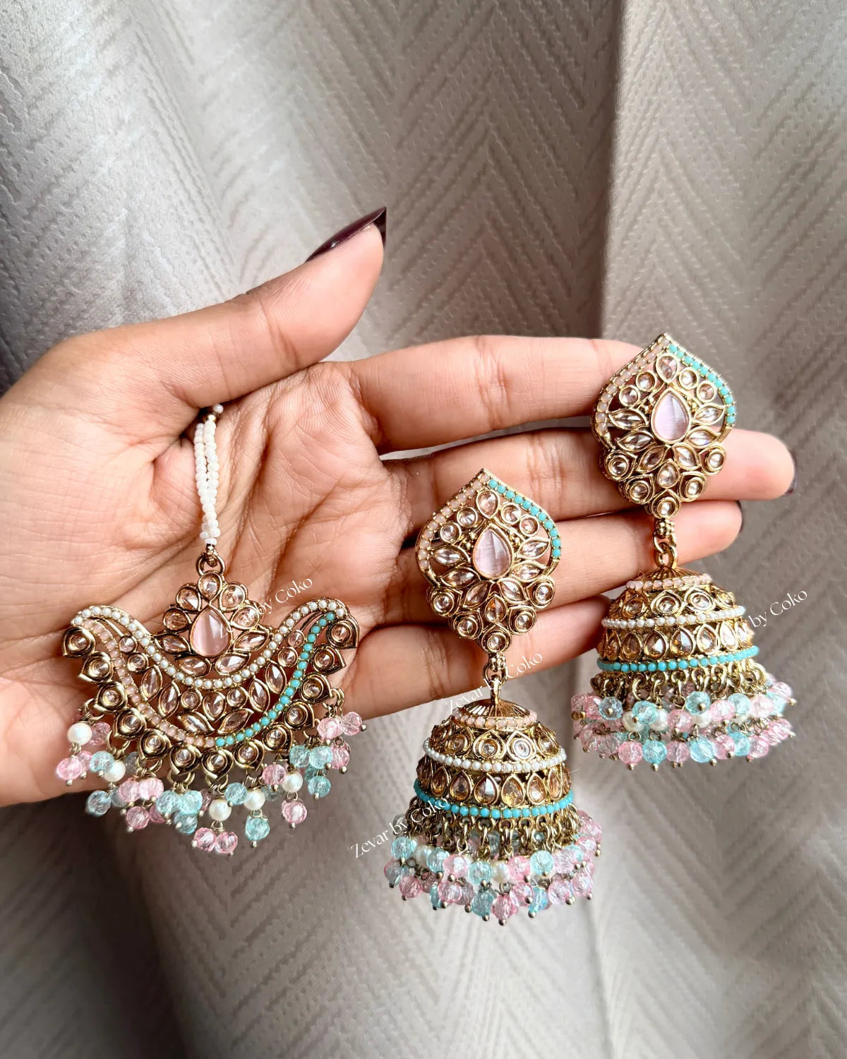 COKO's Maang Tikka & Jhumka Earrings set - Tanya